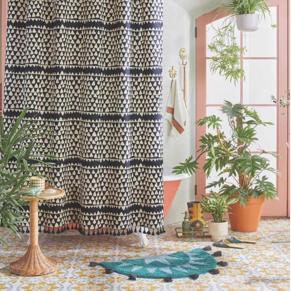 Opalhouse Black and Cream Geometric Shower Curtain